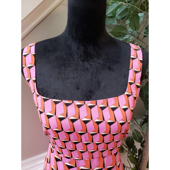 Diane Von Furstenberg Knee Length Dress Women's XL Pink Sleeveless Square Neck - Picture 11 of 12